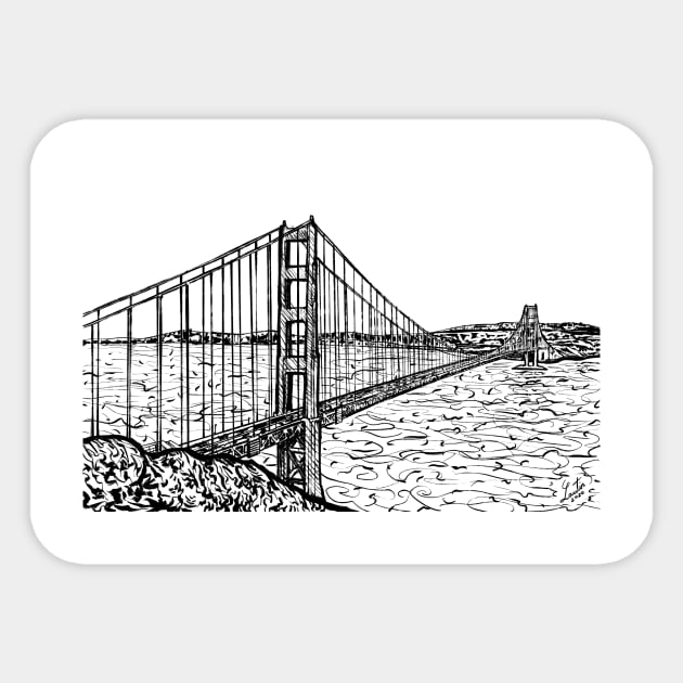 GOLDEN GATE BRIDGE ink painting .2 Sticker by lautir